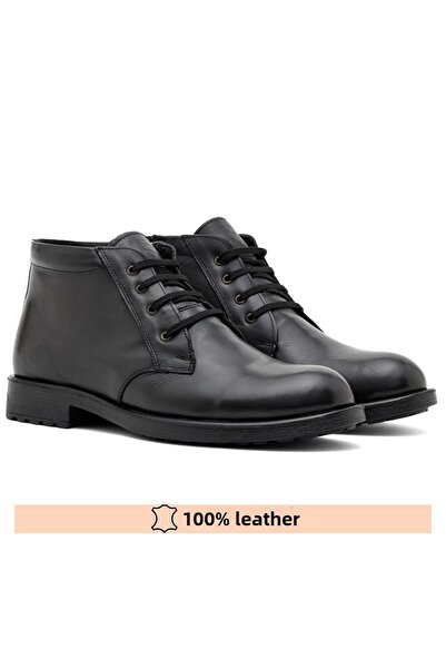 FINE Genuine Leather Black Zippered Boots 36-47