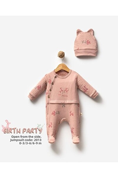 Kidsella 100% Organic Birth Party Balloon Baby Girl Buttoned Side Open Jumpsuit
