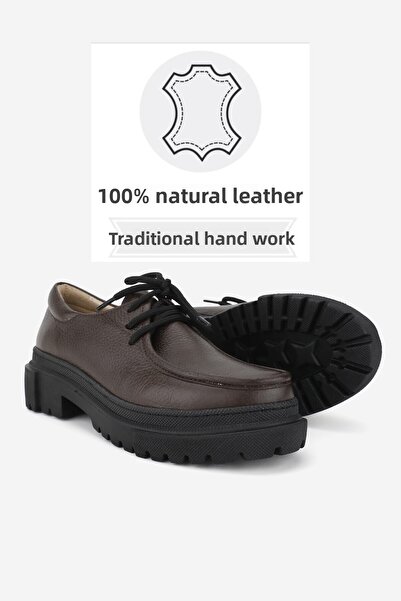 TUNAELLİ DÁMSKÉ HNĚDÉ PRAVÉ PŘÍRODNÍ KŮŽE OXFOODOVÉ BOTY S KRAJKOU, ČÍSLO 35-41