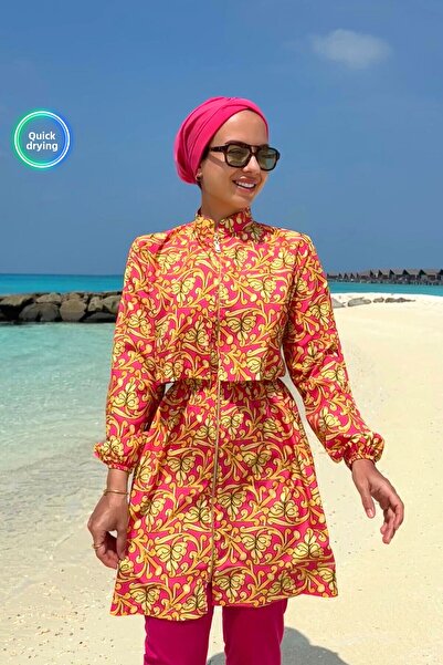 Ka Hijab Ivy Ολόσωμο Μαγιό 2 τεμαχίων Hijab - Φούξια