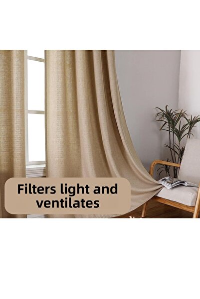 Pyramid Home Cappuccino Color Natural Linen Rustic Background Curtain Eyelet 1stQuality Linen Backboard
