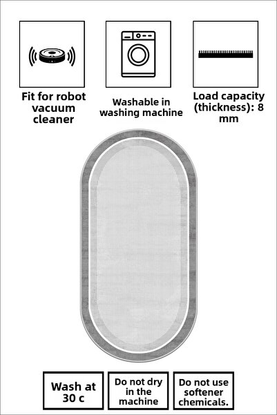 West Home Machine Washable Non-Slip Base Stain Resistant Oval Runner Gray Cutting Runner for Home Decoration