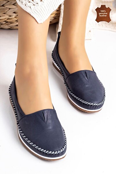 Lal Shoes & Bags Barve (100%) valódi bőr kényelmes női balerina-sötétkék