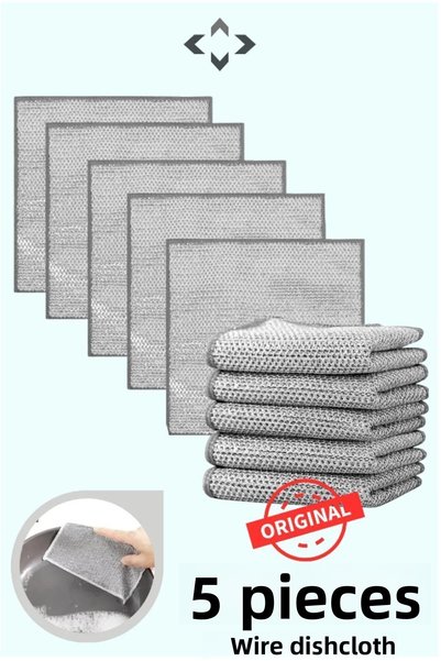 KitchenSoft 5Pcs Multifunctional Anti-Scratch Wire Dishcloth Dish Wire Scrubb...