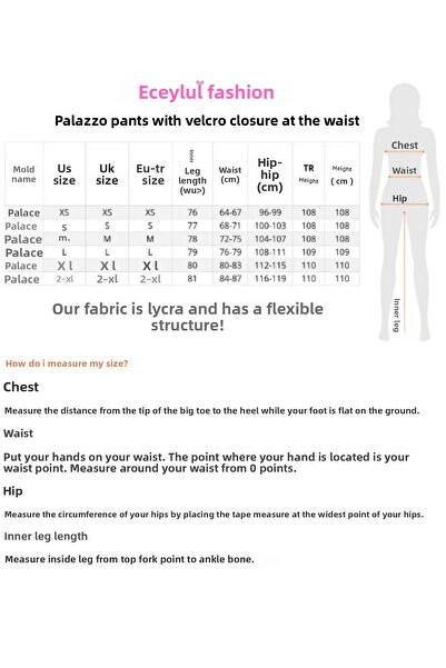 ECEYLÜL MODA Scuba Creepy Front-Plied Palazzo Pants with Belly-Fastening with a Snap Closure (Short-Term Launch Price)