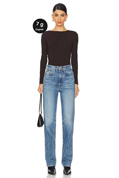 Zagrep Women's Brown Back Low-Cut Cross Elastic Degaje Collar Silk Jersey Body