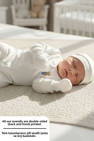 Tuğba Kuğu Jumpsuit Set - Pure Baby - Teddy Bear with Overalls