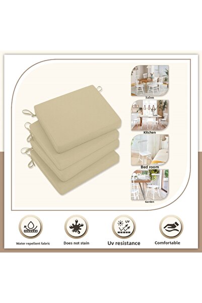 Evim Stain Resistant Canvas Chair Cushion - 40X40 cm Open Toe Beige