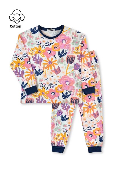 MK Mukko Kids Dětská pyžamová souprava - Dívčí sezónní pyžamová souprava s květinovým vzorem, která nepotí