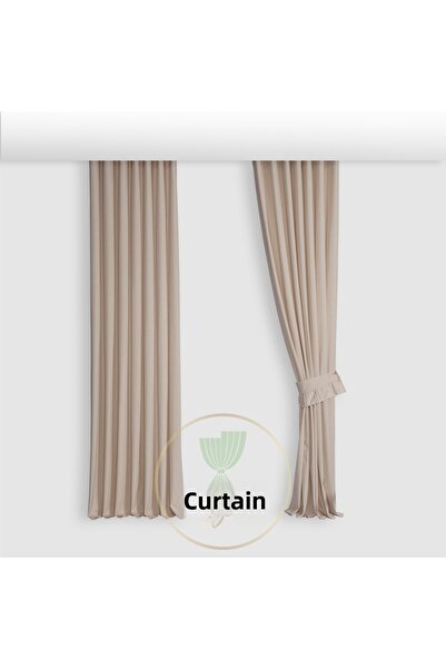 Perdeplus Beige Bohemian Style Plain Background Curtain - Modern Decorative and Cornice Rustic Matching