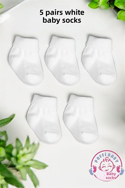 poffibaby جوارب أطفال حديثي الولادة فاخرة من القطن العضوي للجنسين، 5 قطع