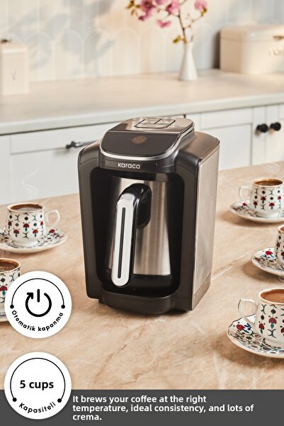 Karaca Hatır Neo Inox Steel Coffee Pot Turkish Coffee Machine 5 Cup Capacity