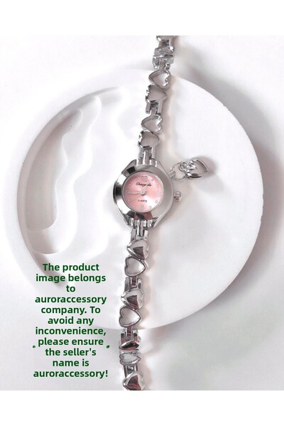 Harlofia ساعة يد نسائية بتصميم بسيط على شكل قلب وردي، من موقع بينترست