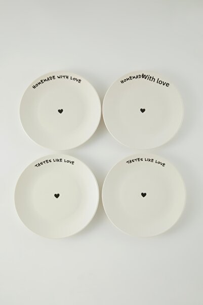 TRENDYOLMİLLA HOME Set de farfurii de servire cu inimă din ceramică din 4 piese 26 cm TPHSS25TBK00003