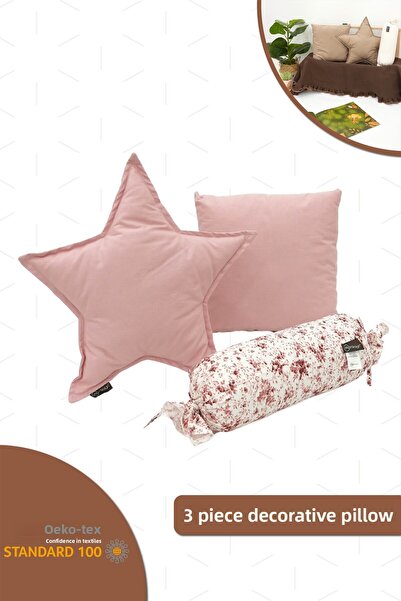 mordesign Set of 3 Star Candy Square Pillow, Decorative Pillow