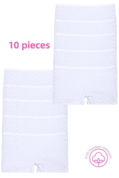 Newlilla 120 Heart Girl's Boxer 100% Cotton Pack of 10 Shorts