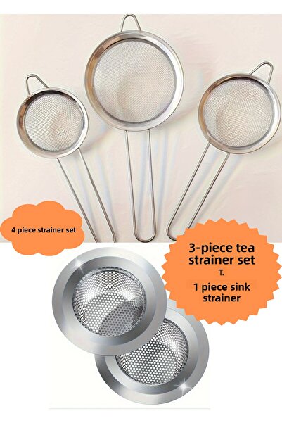 BRE HOME 4 قطع من مصفاة الشاي المصنوعة من الفولاذ المقاوم للصدأ