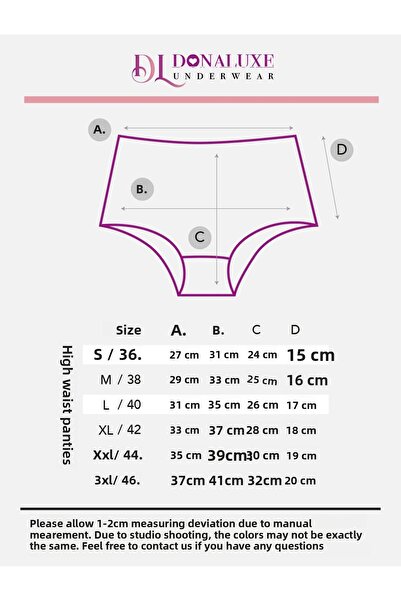 Donaluxe Women's Panties, Women's High Waist Cotton Soft Fabric 7 Pack Panties