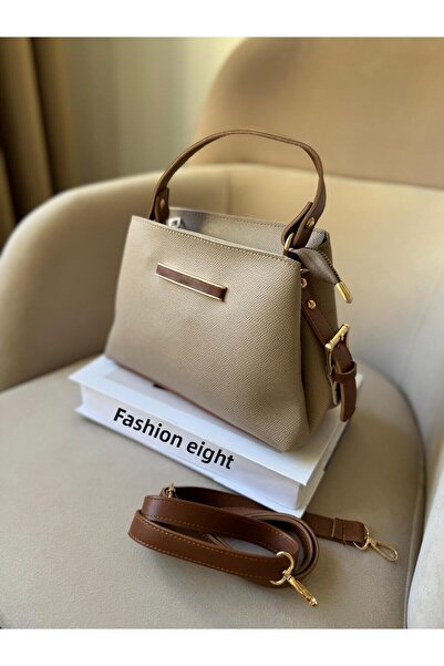 Moda Sekiz Geantă de umăr pentru femei, de mărime medie, cu trei compartimente, cu accesorii de detaliu