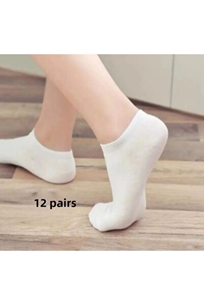 DERMİNA 12 párů bílých ponožek do bot |   Unisex – Bavlna – Proti pocení – Denní sportovní použití
