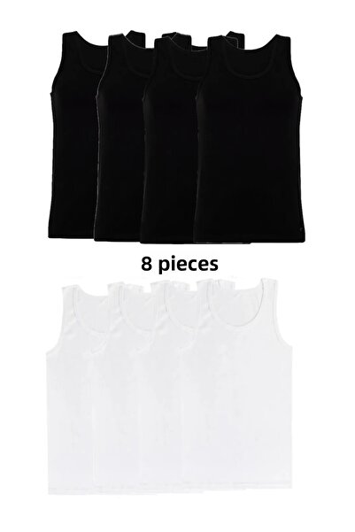 Pi Giyim Σετ 8 ανδρικών μπλουζών με μικτά χρώματα (λευκό μαύρο) βαμβακερό