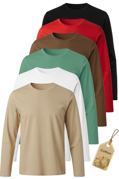 TWOO KİDS Body pentru fete și băieți - Set de 6 basic de tranziție Tricou cu mânecă lungă din bumbac Suprem Badi - SET 4