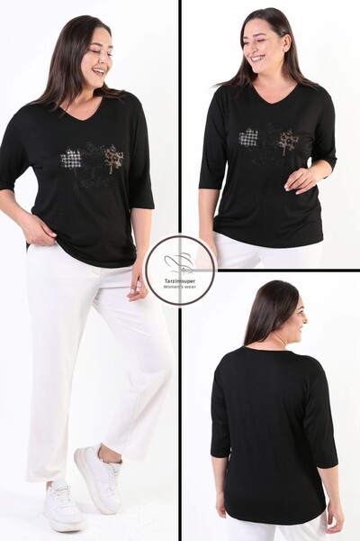 tarzımsüper Plus Size New Season Casual Comfort Μοντέλο με μοτίβο πέτρας με στάμπα με μισό μανίκι Mother 4 Seasons Μπλούζα