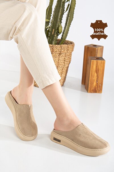 Polomia Comfort Nova γυναικείο γνήσιο δέρμα σουέτ κλειστό μπροστινό μέρος Cool λεπτομέρεια από καουτσούκ Άνετη σόλα Casual Sabo Daily Home Παντόφλες