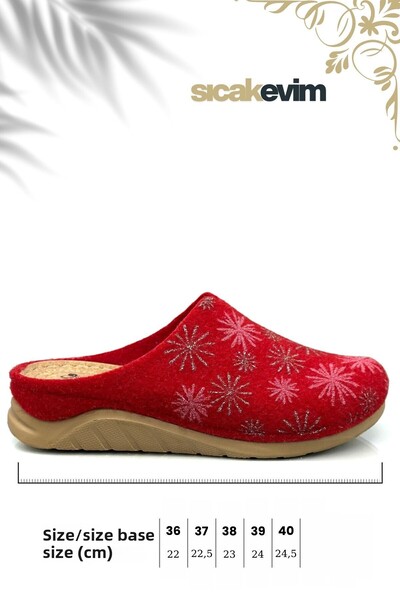 sermoda Női házi papucs – Poly Sole könnyű talpú, meleg otthoni papucs, piros