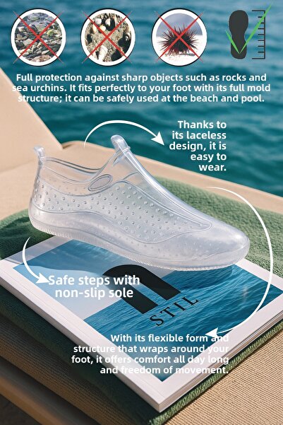 Nstil Κομψά σανδάλια θάλασσας και πισίνας με αντιολισθητική σόλα - Glitterless Transparent Rafting Model 130