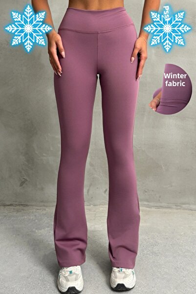 Nordmende Women's Winter High Waist Slimming Leggings with Fleece Lining and Flared Legs