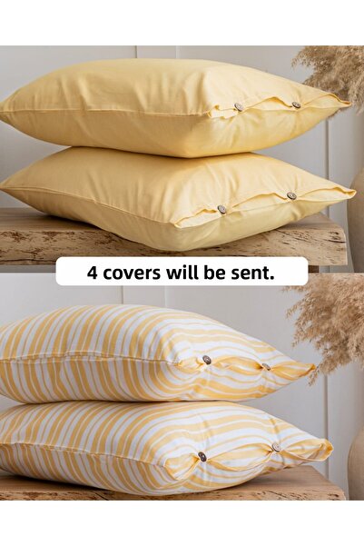 BESTİNA GOLD غطاء وسادة مكون من 4 قطع