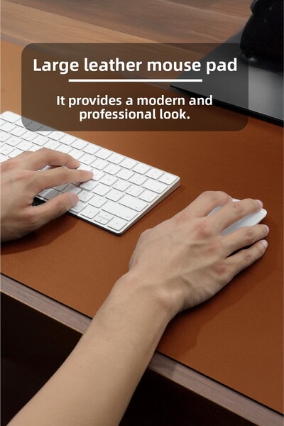 BLACK DEER Desk Mat Pu Leather Mouse Pad - Reversible, Stitched Edge, Brown, 70X30 L