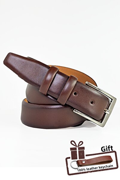 debbah Curea bărbați din Piele Veritabila Maro - 3,5 Cm Curea Classic Pantaloni