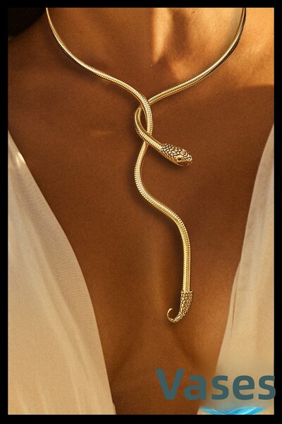 MAZEN قلادة معدنية على شكل ثعبان |   شكل ثابت |   أسلوب مثير للاهتمام في الأو...