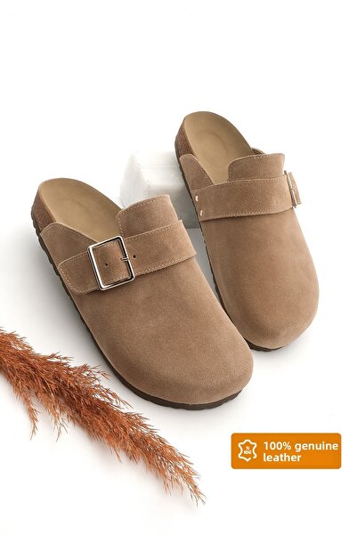 Marjin Papuci de zi cu zi Sabo din piele naturală Eva Talpă închisă în față Sumpa Camel Suede