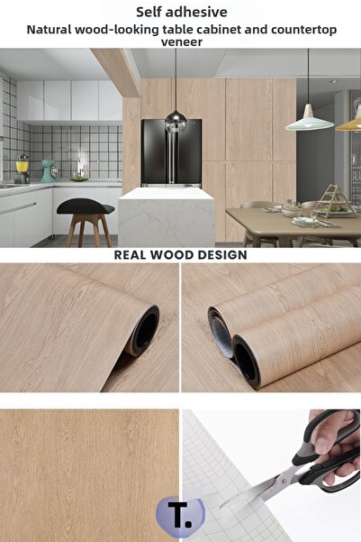 Technojet Самозалепващо покритие за кухненски плот с текстура на естествено дърво, 60 см х 100 см