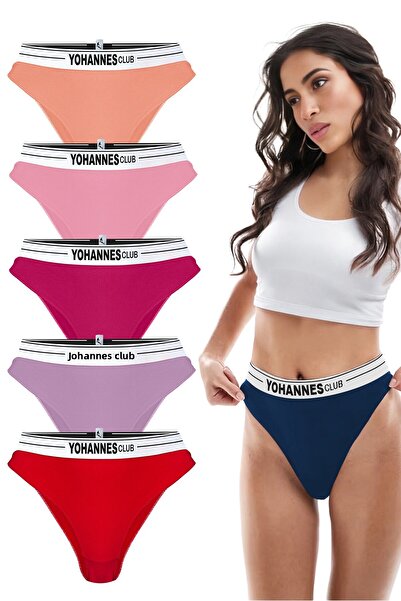 Yohannes Club Chiloți brazilian pentru femei, cu centură de cauciuc, pachet de 5, chiloți brazilian cu croiala confortabilă