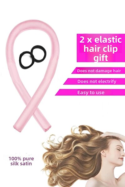 Deko Dekor Set de coafură fără căldură, pudră, roz satin, sos de păr, set de ...