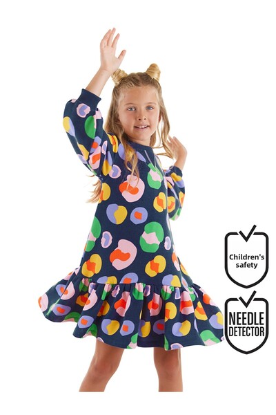 MSHB&G Colorful Floral Girl's Navy Blue Dress