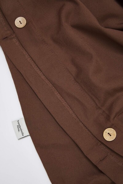 TRENDYOLMİLLA HOME Double Brown Soft Button Wooden Button Detailed Duvet Cover Set Tphaw26Cb00003