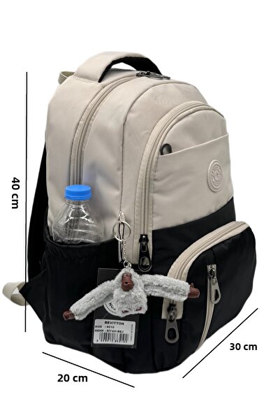 Bevitton First School Bag Set of 3 Unisex Children's Primary School Bag Bvt-8010 Beige-Black