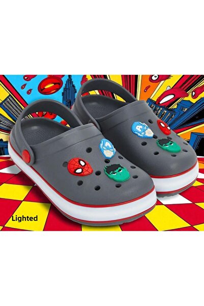 MARKABONİ Boy's Spiderman Printed Lighted Non-Slip Sole Slippers Pool Beach Sandals