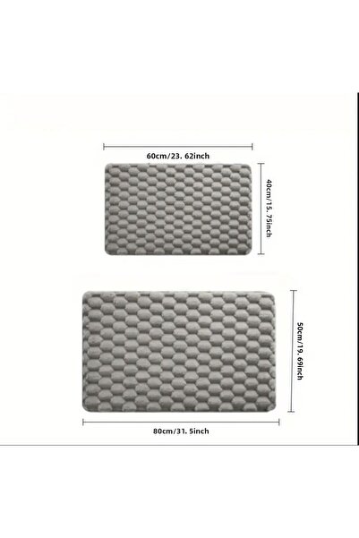 DECORA CASA HOME COLLECTİON (1Pcs) Rabbit Hair Honeycomb Pattern Non-Slip Base Bath Mat