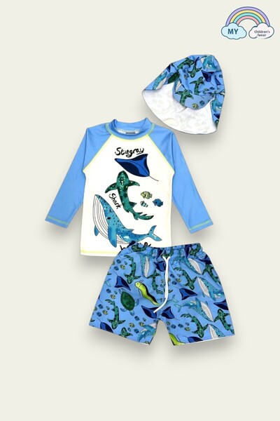 My Kids Wear Σετ μαγιό με μοτίβο με καπό αντηλιακής προστασίας