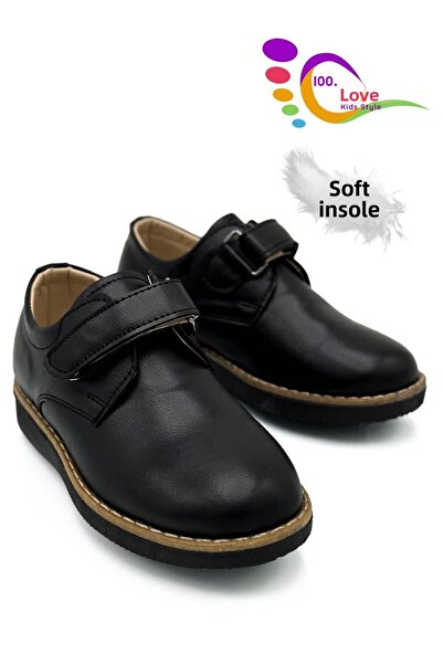 lil amore Fiú iskolai cipők - LilAmore fekete tépőzáras klasszikus körülmetélési esküvői cipő