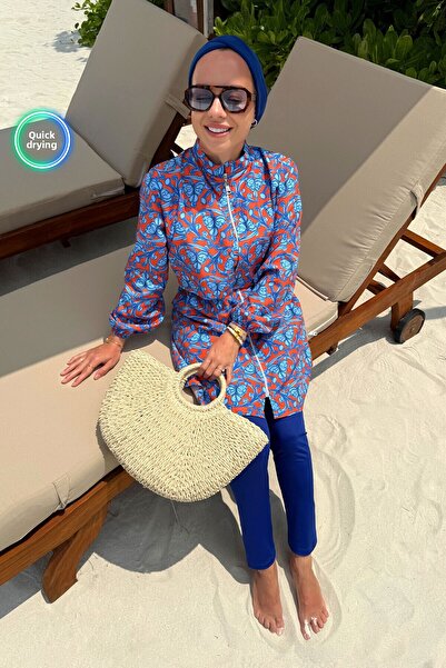 Ka Hijab Costum de baie islamic din 2 piese acoperit complet Ivy - Saks Blue