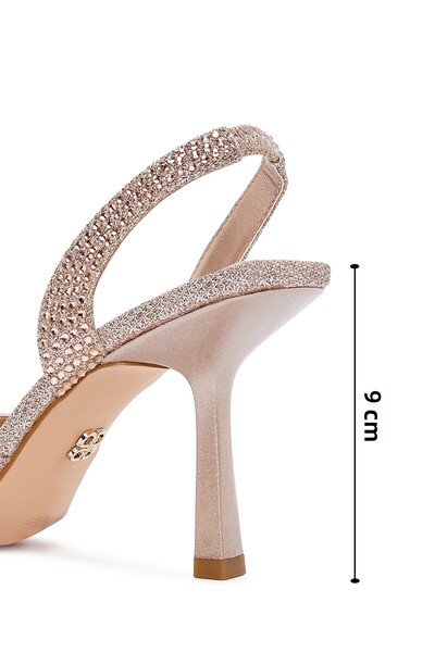 Derimod Pantofi cu toc subțire cu spate deschis pentru femei Gold Stone 25SFE4914TS