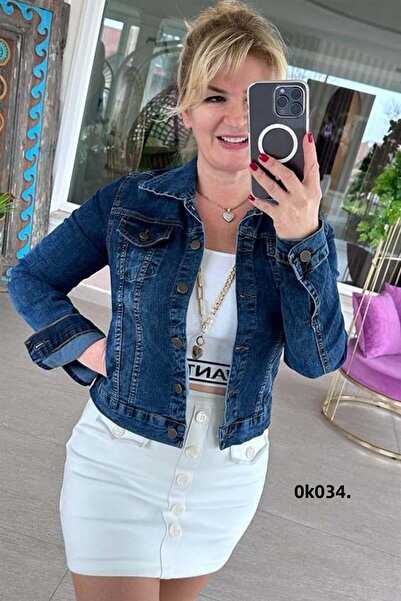 İnce Topuk 0k034 Model Lycra Denim Jacket