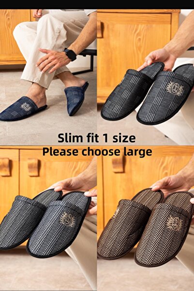 MODA BULVARI Σετ 4 ανδρικές παντόφλες σπιτιού κλειστές μπροστινές παντόφλες δώρου Παντόφλες καλεσμένων Προίκα και πακέτο Παντόφλες γαμπρού